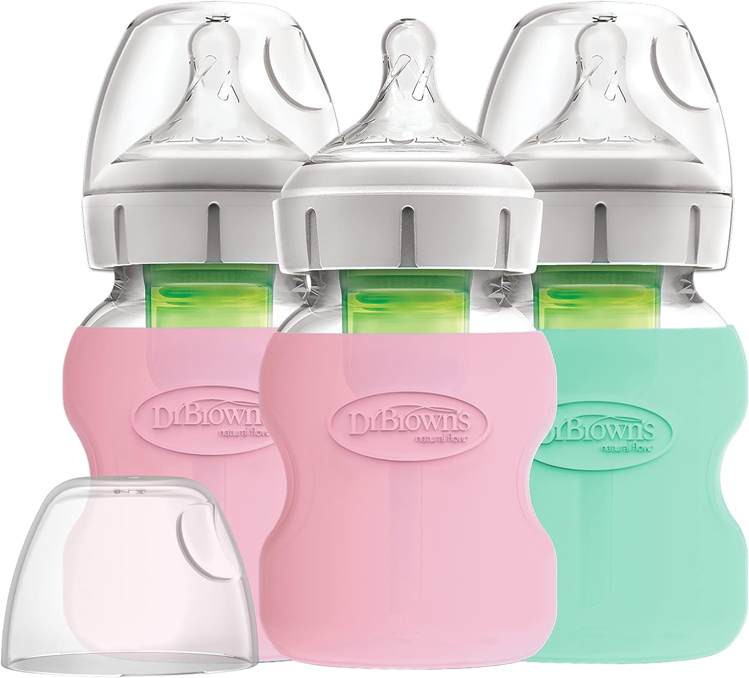 Dr. Brown's Wide Neck Glass Bottle Sleeve 270ml - Pink - Laadlee