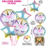 Brain Giggles Unicorn Foil Balloons Birthday Decorations Set - 5 Pcs