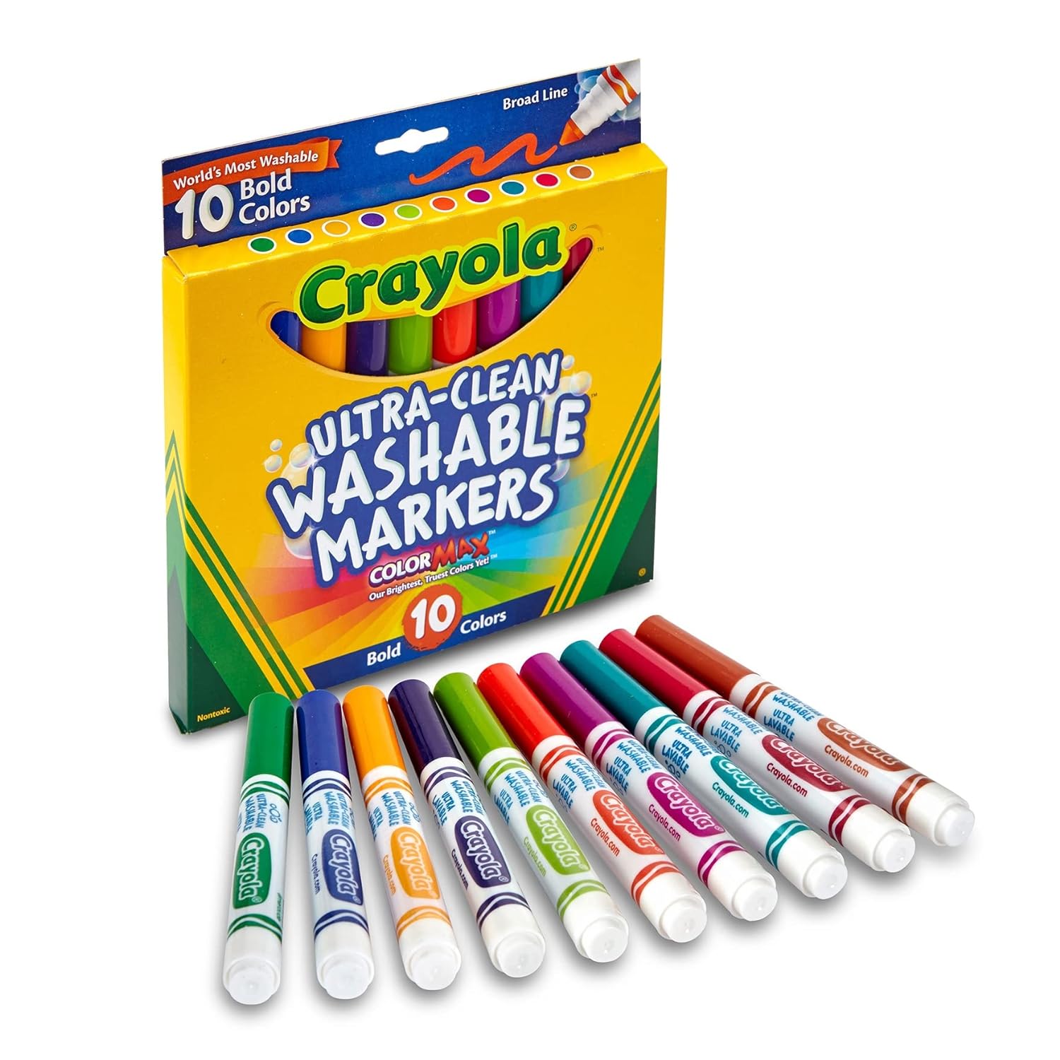 Crayola Ultra Clean Washable Bold Broad Line Markers - Pack of 10 - Laadlee