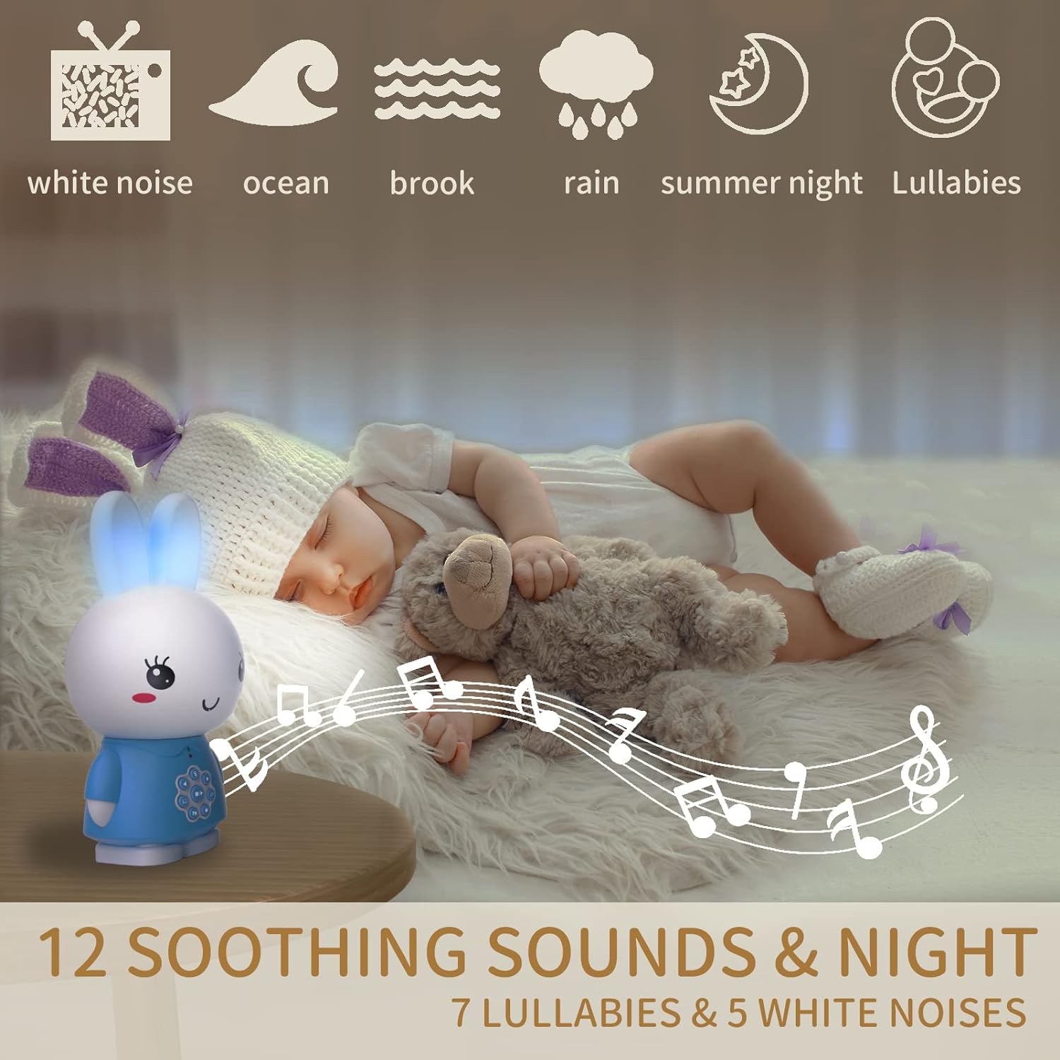 Alilo Honey Bunny Multilingual Buddy and Night Light - Blue - Laadlee