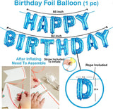 Brain Giggles 25Pcs Happy Birthday Decoration Set Includes Banner with Foil Balloons, Latex Balloons, and Ribbon - Blue