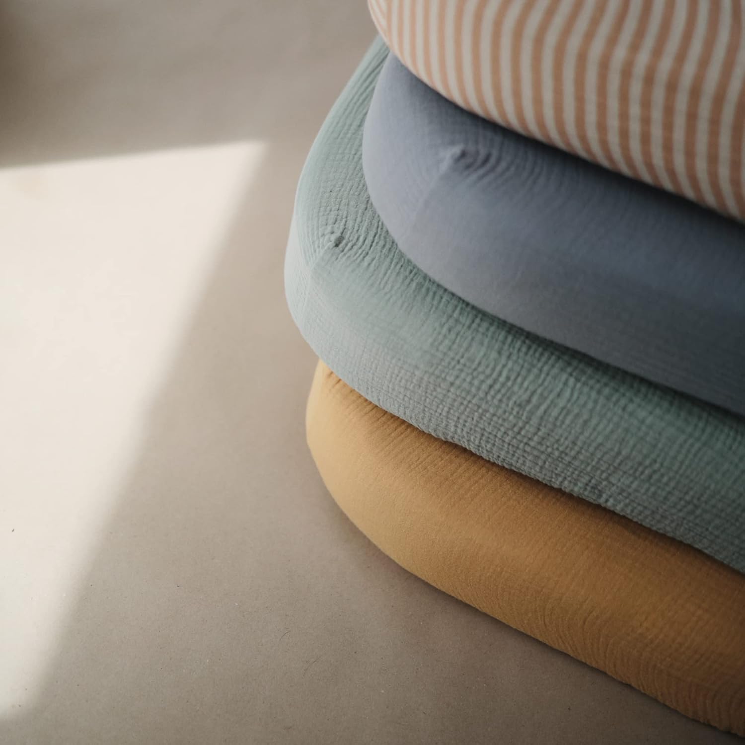 Mushie Crib Sheet Small Natural Stripe - Laadlee