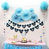 Brain Giggles Hanging Blue Paper Fans Decoration Set – 6Pcs