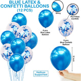 Brain Giggles 25Pcs Happy Birthday Decoration Set Includes Banner with Foil Balloons, Latex Balloons, and Ribbon - Blue