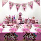 Brain Giggles LOL Birthday Party Tableware Set for 10 Kids- 136 Pcs