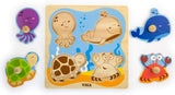 Viga Flat Puzzle W/Big Wooden Knob - Sea