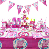 Brain Giggles Peppa Pig Birthday Decorations Tableware Set for 10 Kids – 136 Pcs