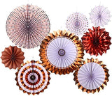 Brain Giggles Hanging Rose Gold Paper Fans Decoration Set – 8Pcs