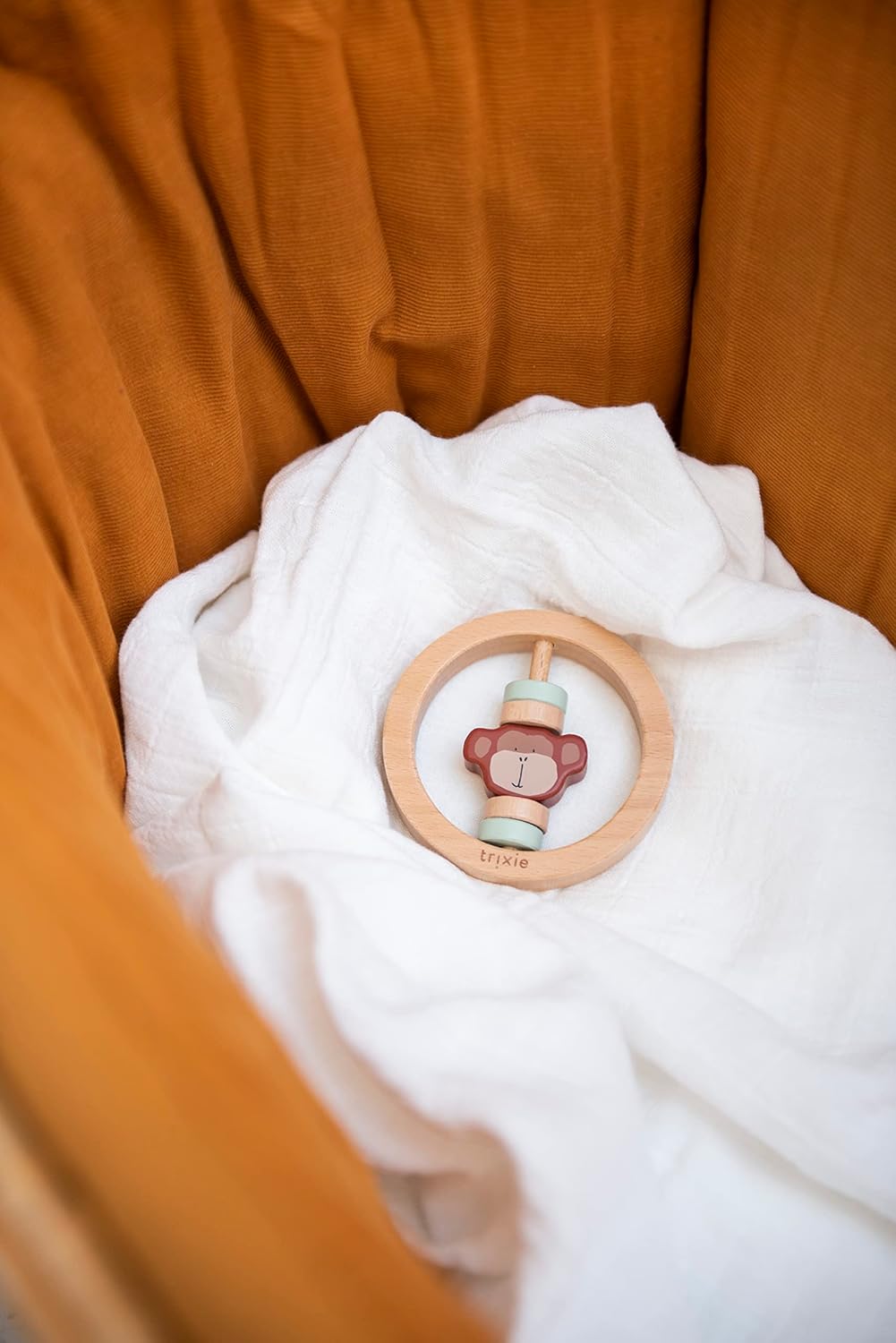 Trixie Wooden Round Rattle - Mr. Monkey - Laadlee