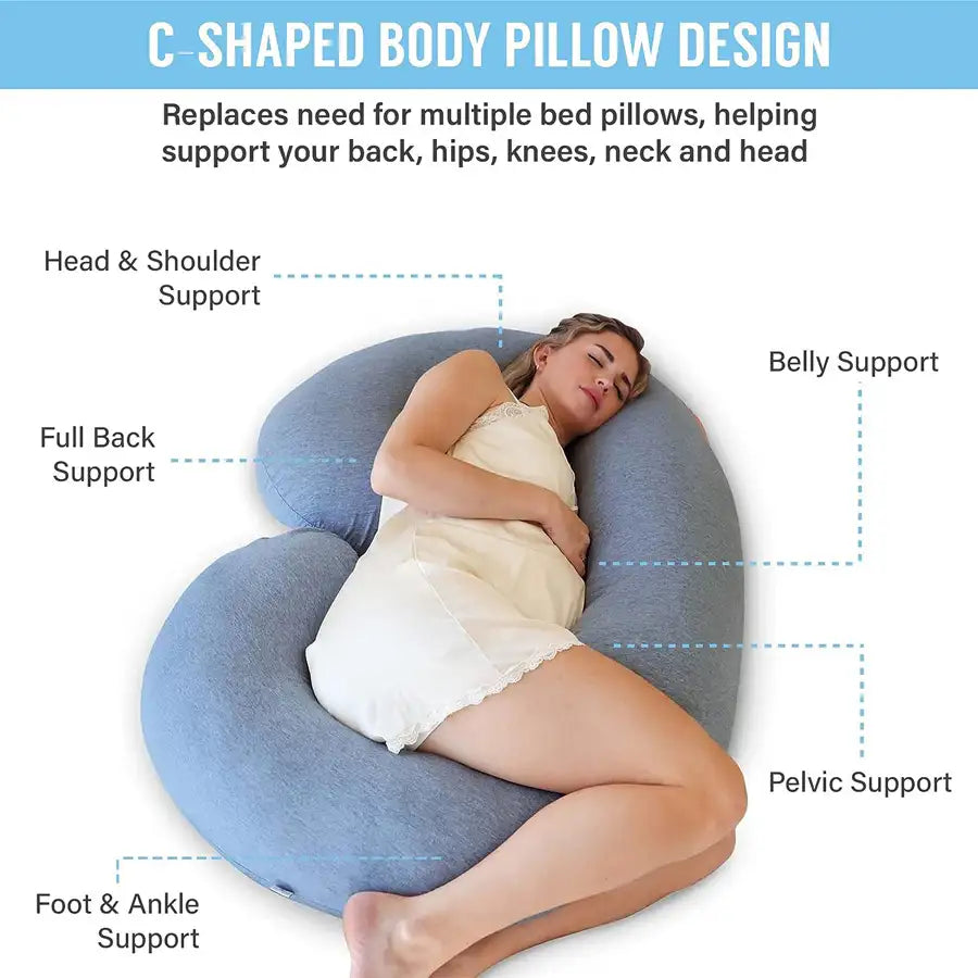 Pharmedoc C-Shape Full Body Pregnancy Pillow - Dark Grey - Laadlee