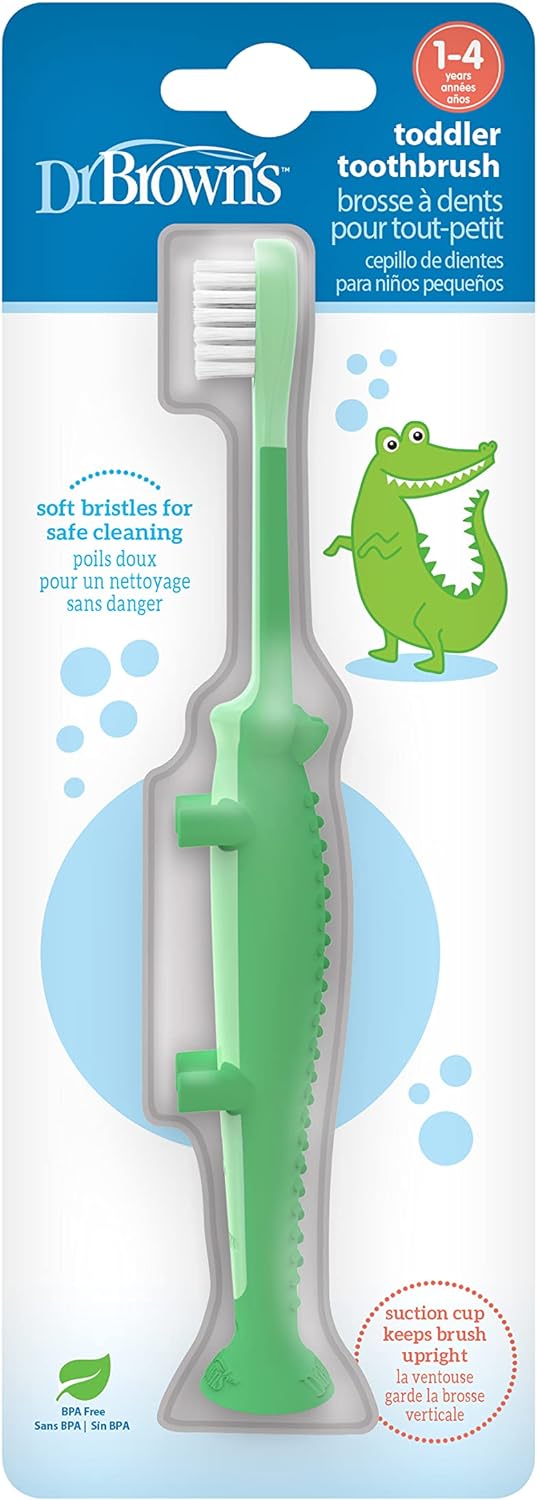 Dr. Brown's Toddler Crocodile Toothbrush - Green - Laadlee