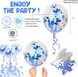 Brain Giggles Happy Birthday Balloon Set includes Foil Balloons, Latex Balloons, and Confetti Balloons - Blue  7Pcs