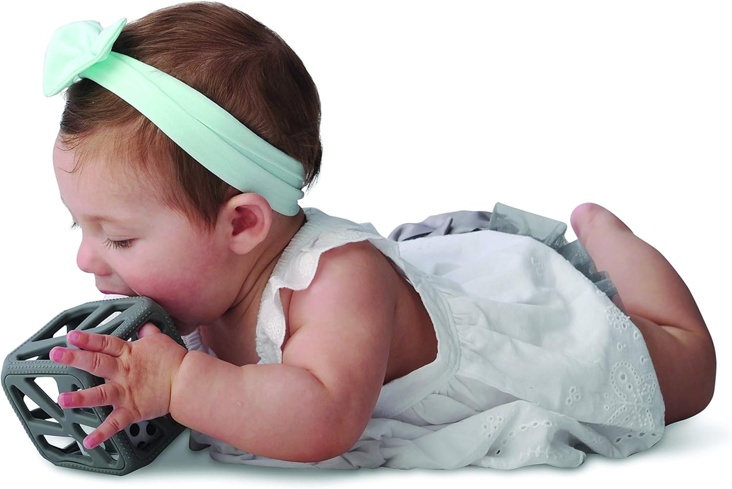 Malarkey Kids Chew Cube Easy Grip Teether Rattle - Grey - Laadlee
