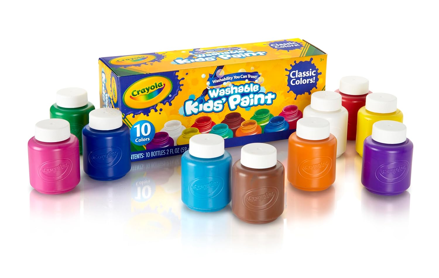 Crayola Classic Clean & Bright Washable Kids Paints - Pack of 10 - Laadlee