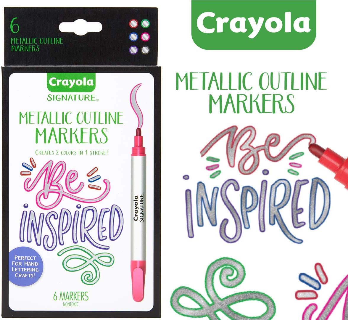 Crayola Signature Metallic Outline Paint Markers - Pack of 6 - Laadlee