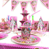 Brain Giggles LOL Birthday Party Tableware Set for 10 Kids- 136 Pcs