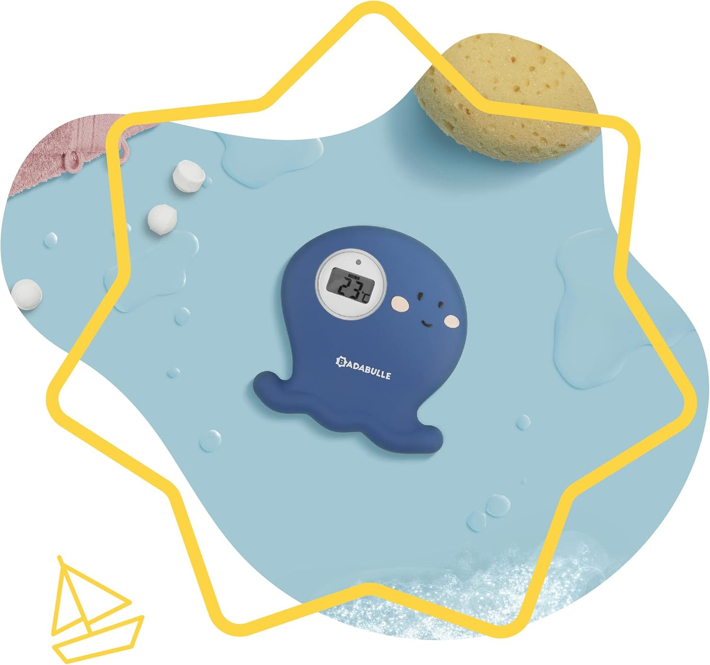 Badabulle Octopus Digital Bath Thermometer - Blue - Laadlee