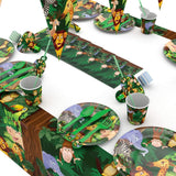 Brain Giggles Jungle Party Birthday Disposable Tableware Set – 66-Pcs