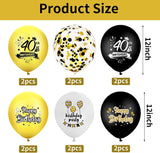 Brain Giggles 40th Birthday Black, White and Gold Balloons Set – 12Pcs