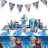 Brain Giggles Frozen Birthday Disposable Tableware Set for 10 Kids – 136 Pcs