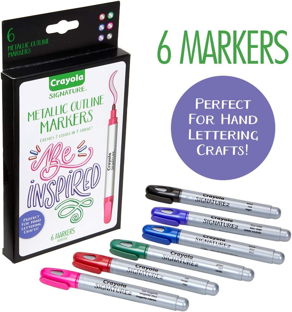 Crayola Signature Metallic Outline Paint Markers - Pack of 6 - Laadlee