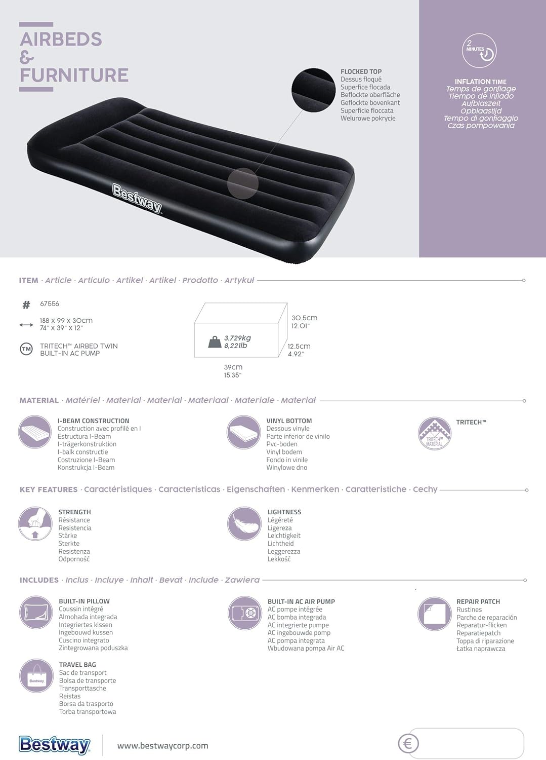 Bestway Airbed Aerolux B.I.Ac Pump