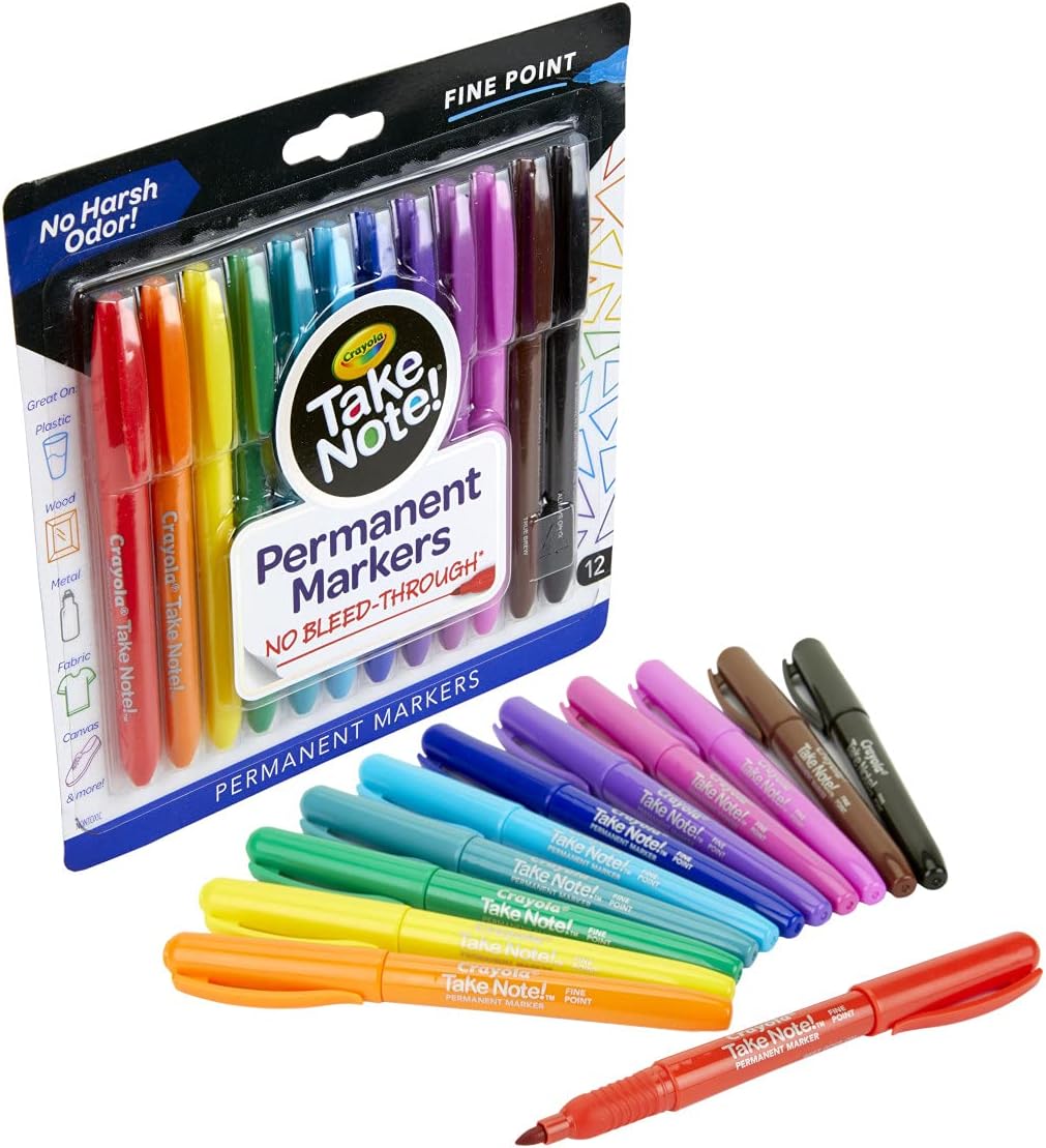 Crayola Permanent Markers - Water Based - Pack of 12 - Laadlee