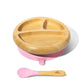 Avanchy Bamboo Suction Classic Plate With Spoon - Pink - Laadlee