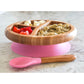 Avanchy Bamboo Suction Classic Plate With Spoon - Pink - Laadlee