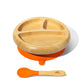 Avanchy Bamboo Suction Classic Plate With Spoon - Orange