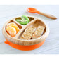 Avanchy Bamboo Suction Classic Plate With Spoon - Orange - Laadlee