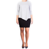 Mama Basic Double Layer Maternity & Nursing Dress - Grey and Black - Laadlee