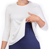 Mama Basic Double Layer Maternity & Nursing Dress - Cream and Navy - Laadlee