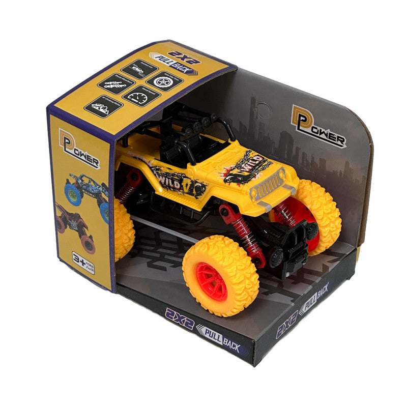 D-Power Pullback Stunt Off-Roader - Yellow - Laadlee