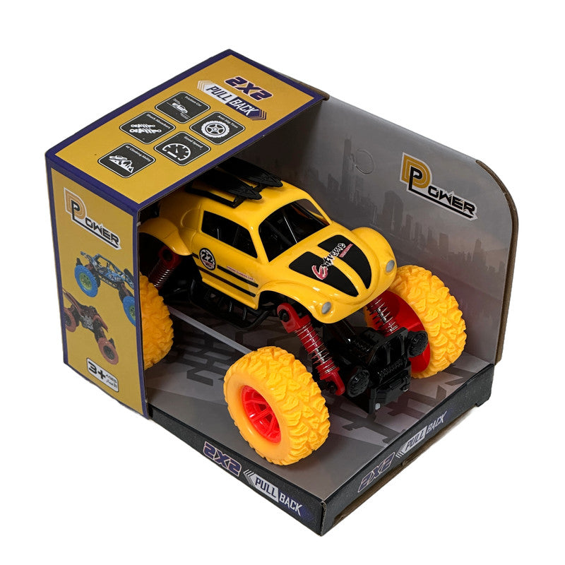 D-Power Pullback Race Stunt Car - Yellow - Laadlee