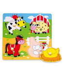 Viga Flat Puzzle With Big Wooden Knob - Farm Animals