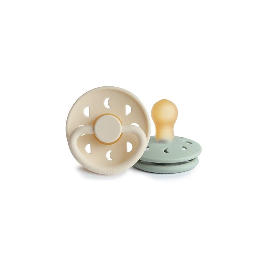 Frigg Moon Phase Latex Baby Pacifier 0-6M, 2Pack, Cream/Sage - Size 1 - Laadlee
