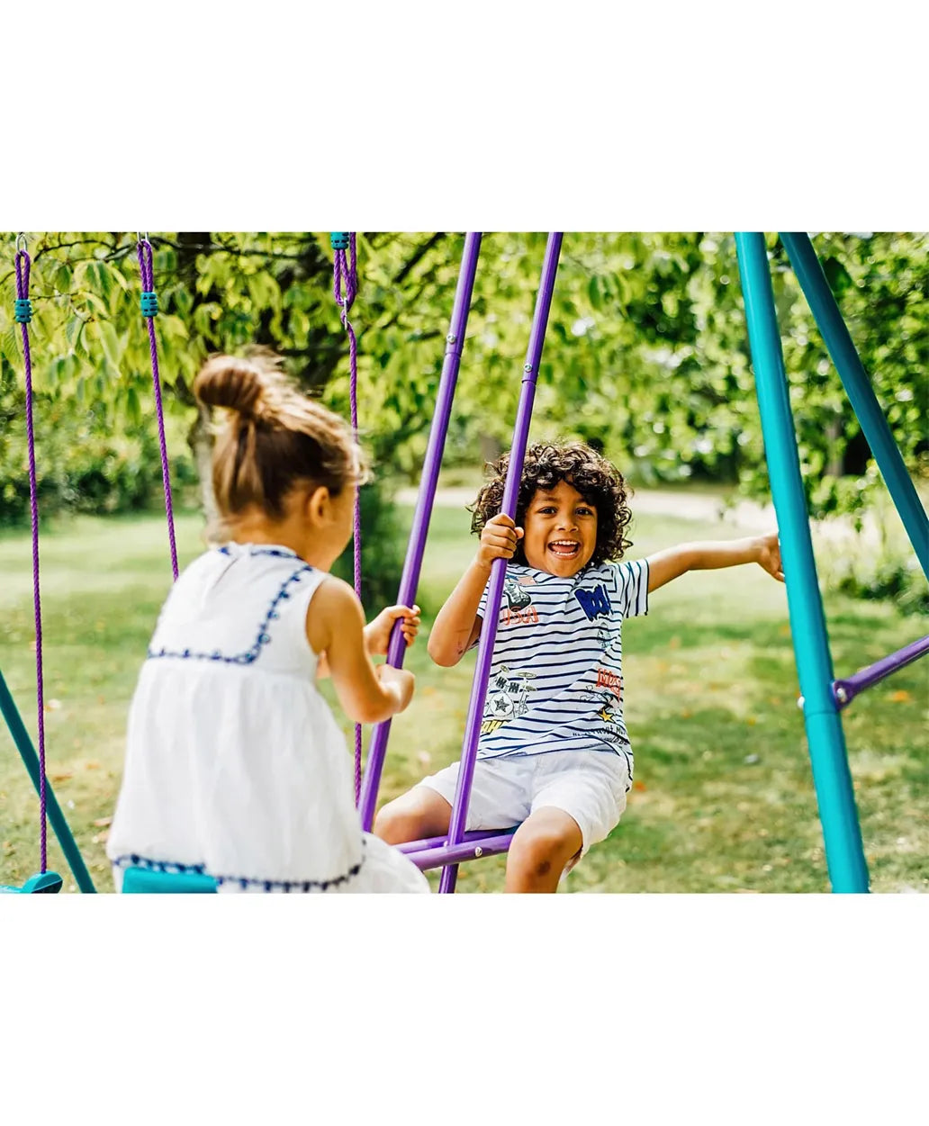 Plum Jupiter Double Swing & Glider Set - Purple/Teal - Laadlee