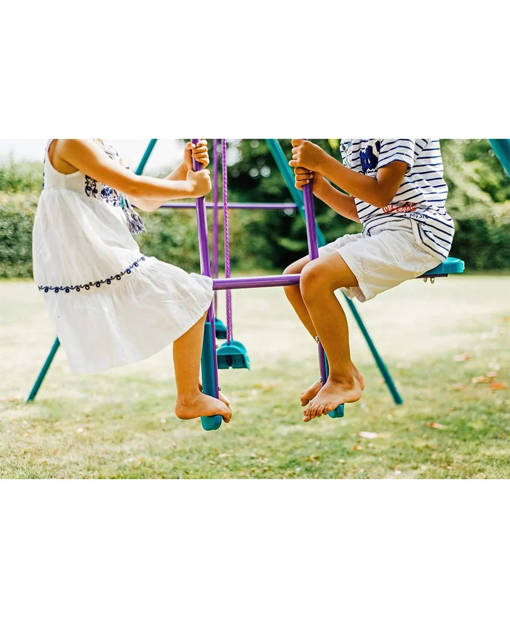 Plum Jupiter Double Swing & Glider Set - Purple/Teal - Laadlee
