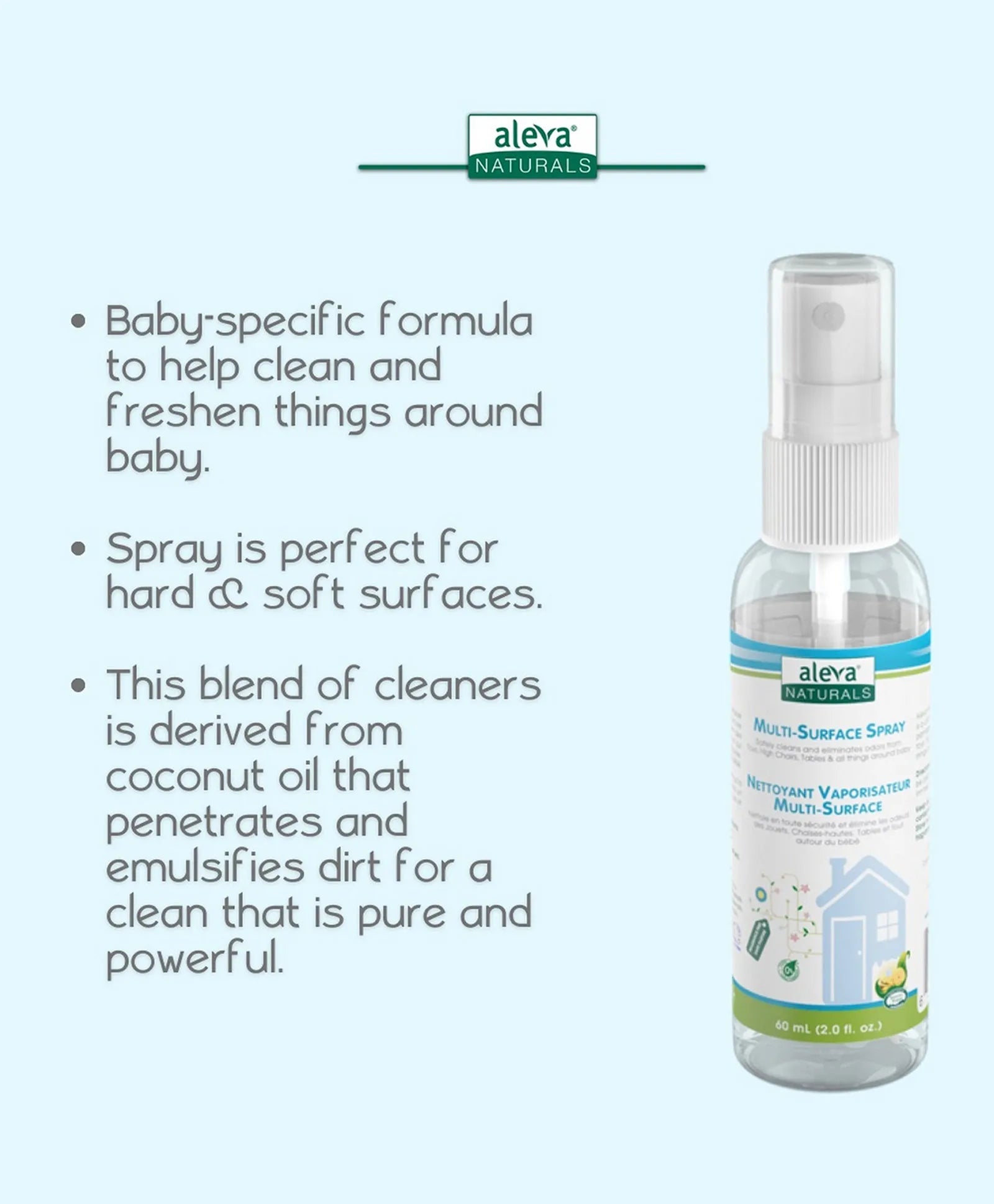 Aleva Naturals Multi-Surface Spray - Travel Size - 60ml - Laadlee