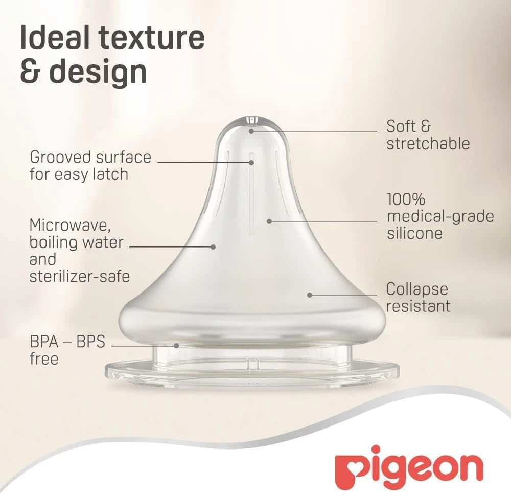 Pigeon Wide Neck Peristaltic Plus Nipple (L) - Pack of 2