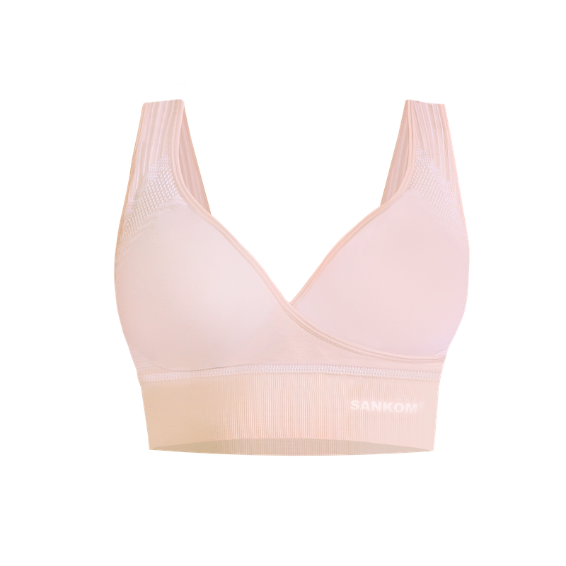 Sankom - Patent Organic Cotton Bra For Back Support - Ivory - Laadlee