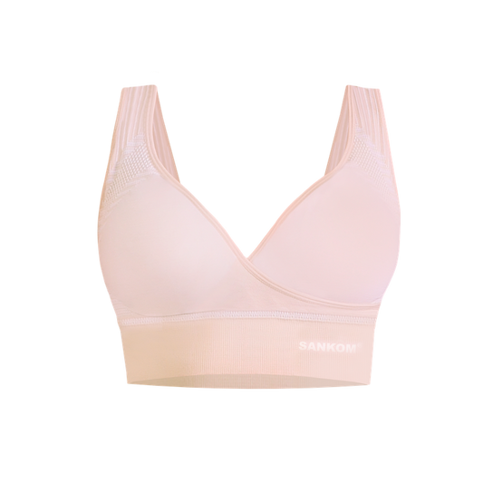 Sankom - Patent Organic Cotton Bra For Back Support - Ivory - Laadlee