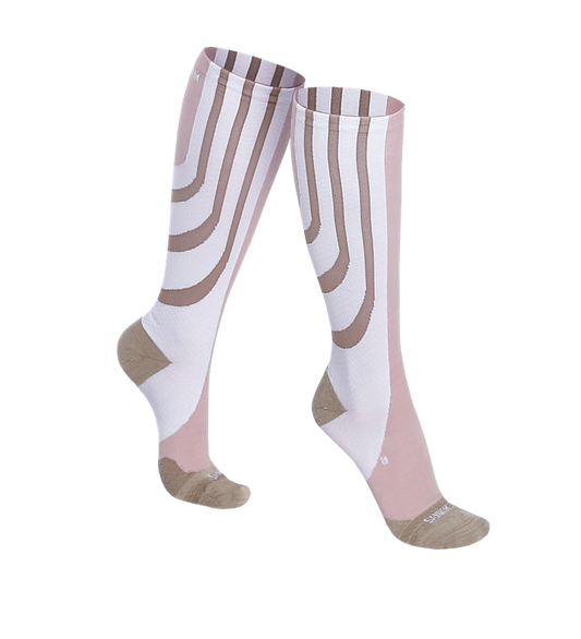 Sankom - Patent Active Compression Socks - White & Beige - Laadlee