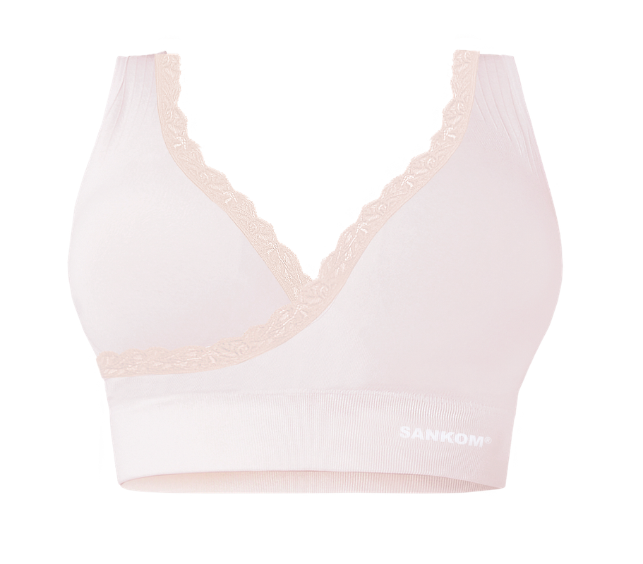 Sankom - Patent Premium Bra With Lace - Ivory - Laadlee