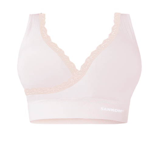 Sankom - Patent Premium Bra With Lace - Ivory - Laadlee