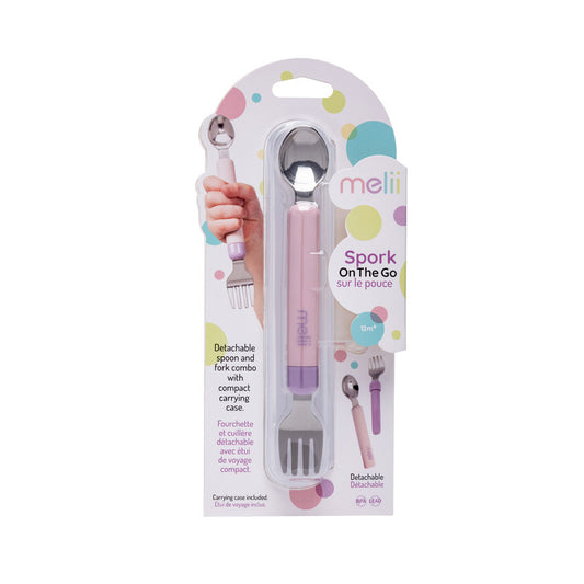 Melii Detachable Spoon & Fork With Carrying Case - Pink - Laadlee