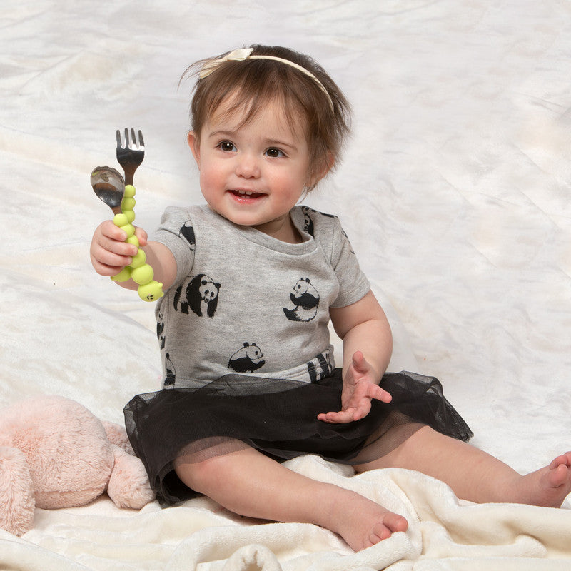 Melii Spoon & Fork Set - Caterpillar - Laadlee