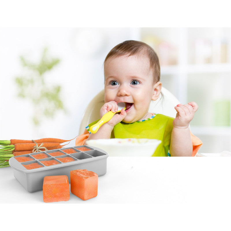 Melii Silicone Baby Food Freezer Tray - Grey - Laadlee