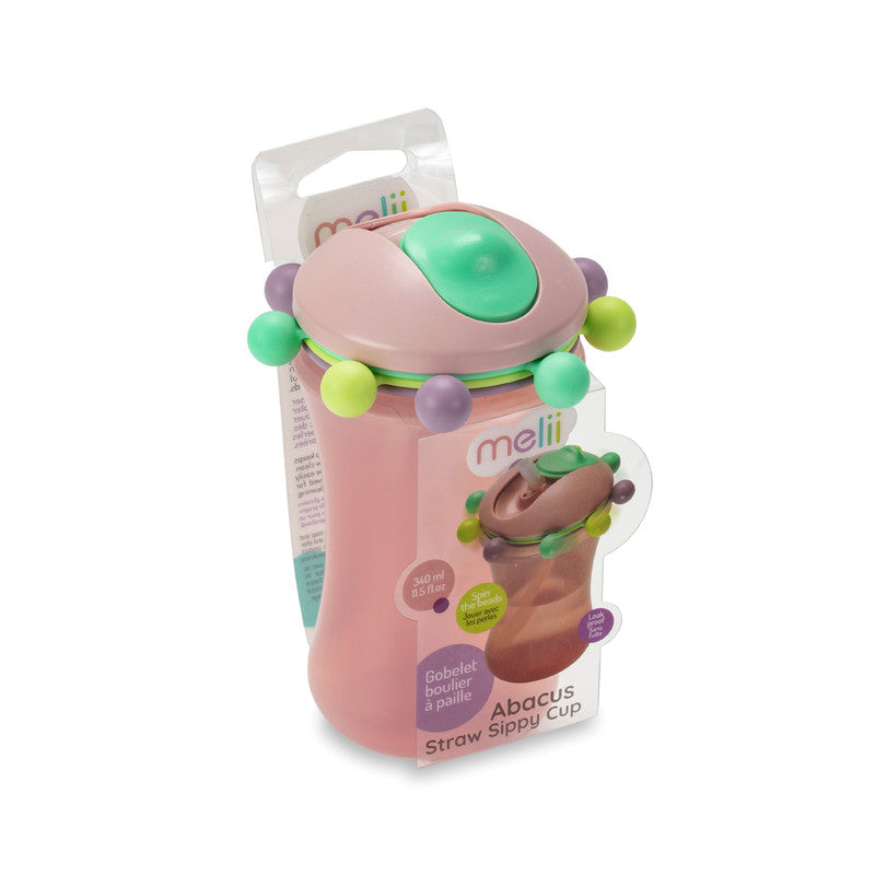 Melii Abacus Straw Sippy Cup 340ml - Pink - Laadlee